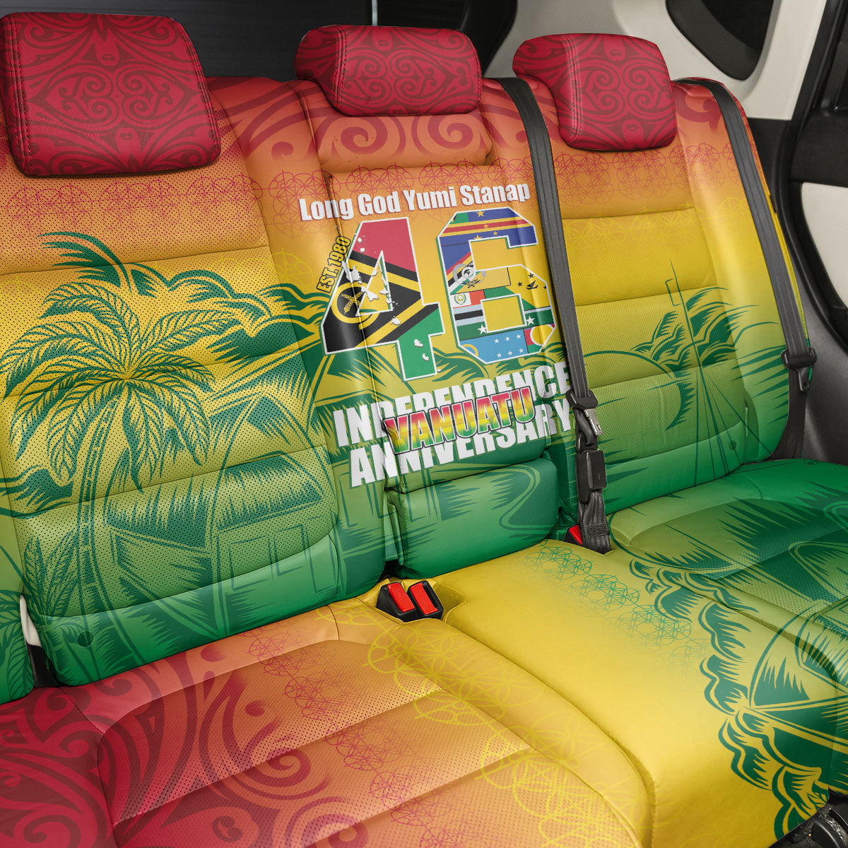 Vanuatu Indipendens Dei Back Car Seat Cover Yumi 46th Independence Anniversary
