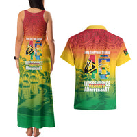Vanuatu Indipendens Dei Couples Matching Tank Maxi Dress and Hawaiian Shirt Yumi 46th Independence Anniversary