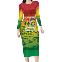 Vanuatu Indipendens Dei Family Matching Long Sleeve Bodycon Dress and Hawaiian Shirt Yumi 46th Independence Anniversary LT14 Mom's Dress Reggae - Polynesian Pride