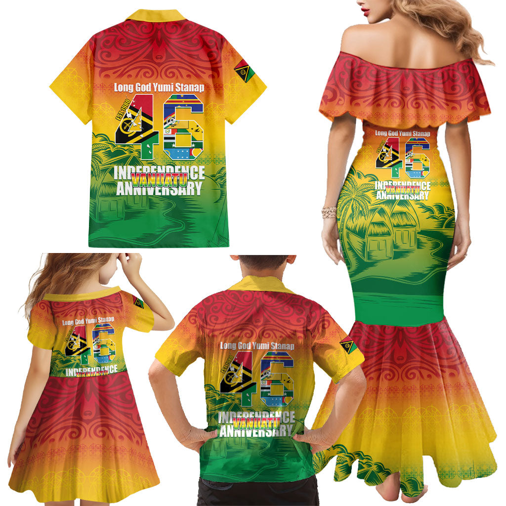 Vanuatu Indipendens Dei Family Matching Mermaid Dress and Hawaiian Shirt Yumi 46th Independence Anniversary LT14 - Polynesian Pride