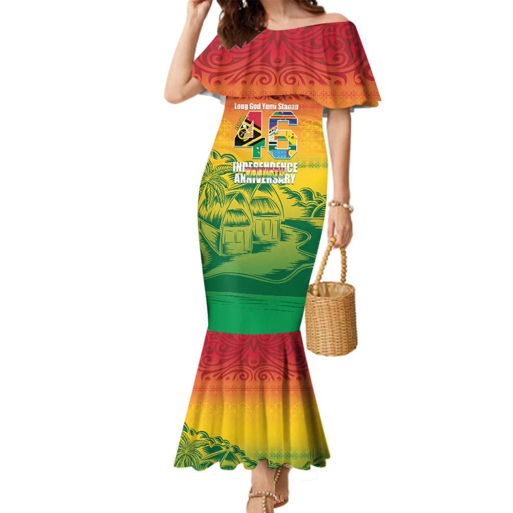 Vanuatu Indipendens Dei Family Matching Mermaid Dress and Hawaiian Shirt Yumi 46th Independence Anniversary LT14 Mom's Dress Reggae - Polynesian Pride