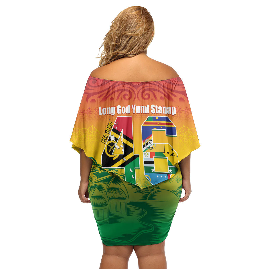 Vanuatu Indipendens Dei Family Matching Off Shoulder Short Dress and Hawaiian Shirt Yumi 46th Independence Anniversary LT14 - Polynesian Pride