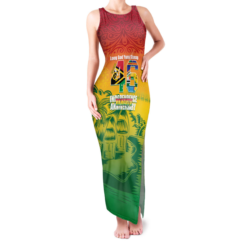Vanuatu Indipendens Dei Family Matching Tank Maxi Dress and Hawaiian Shirt Yumi 46th Independence Anniversary LT14 Mom's Dress Reggae - Polynesian Pride