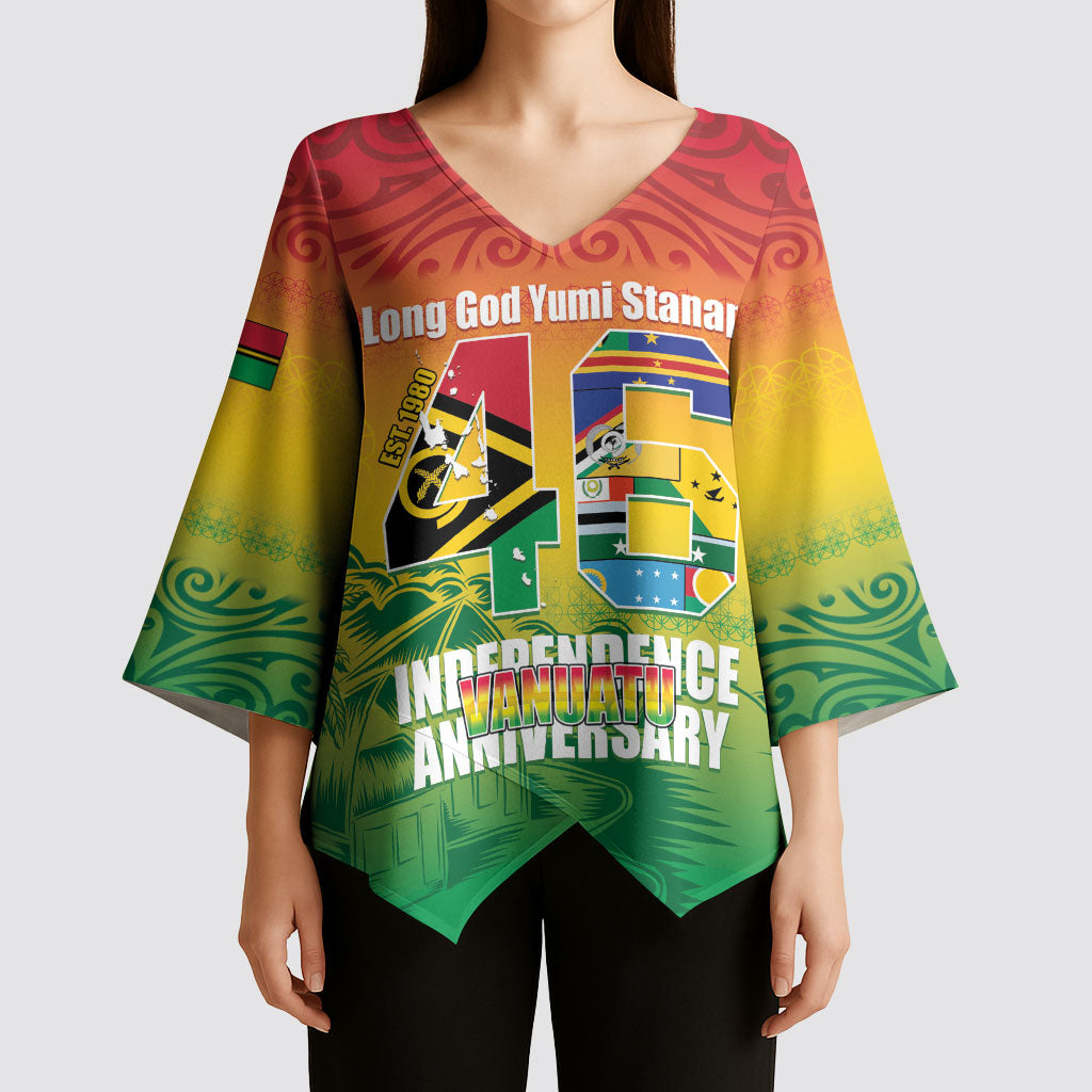 Vanuatu Indipendens Dei Kimono Sleeve Blouse Yumi 46th Independence Anniversary