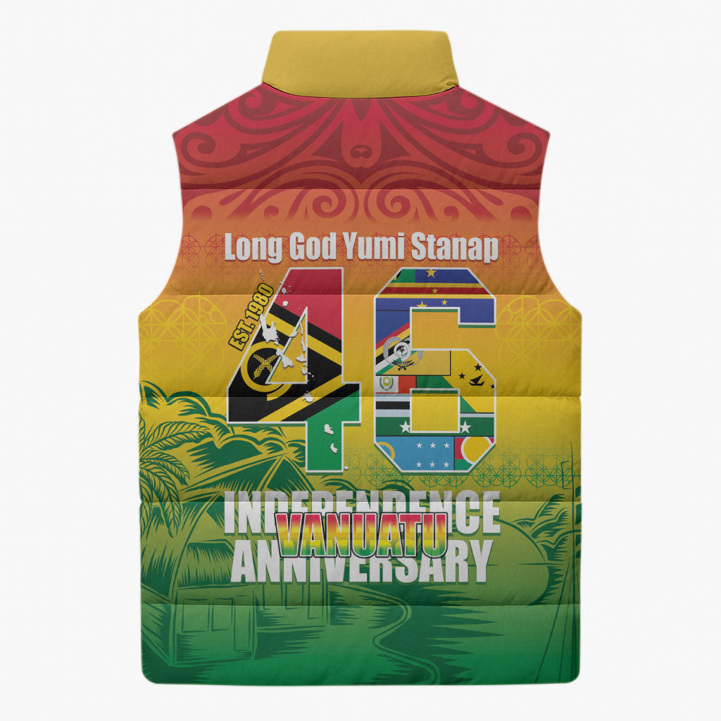 Vanuatu Indipendens Dei Sleeveless Puffer Jacket Yumi 46th Independence Anniversary