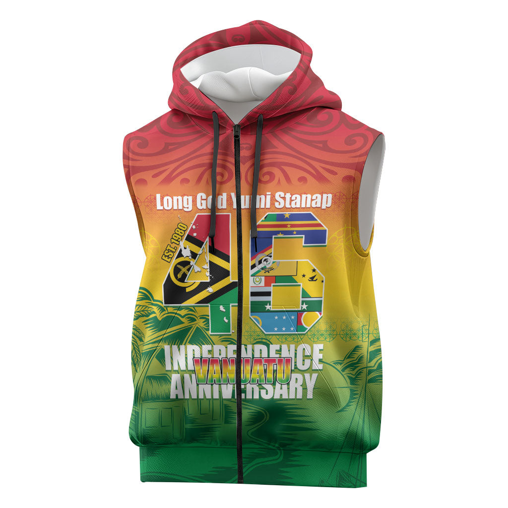 Vanuatu Indipendens Dei Sleeveless Zip Hoodie Yumi 46th Independence Anniversary