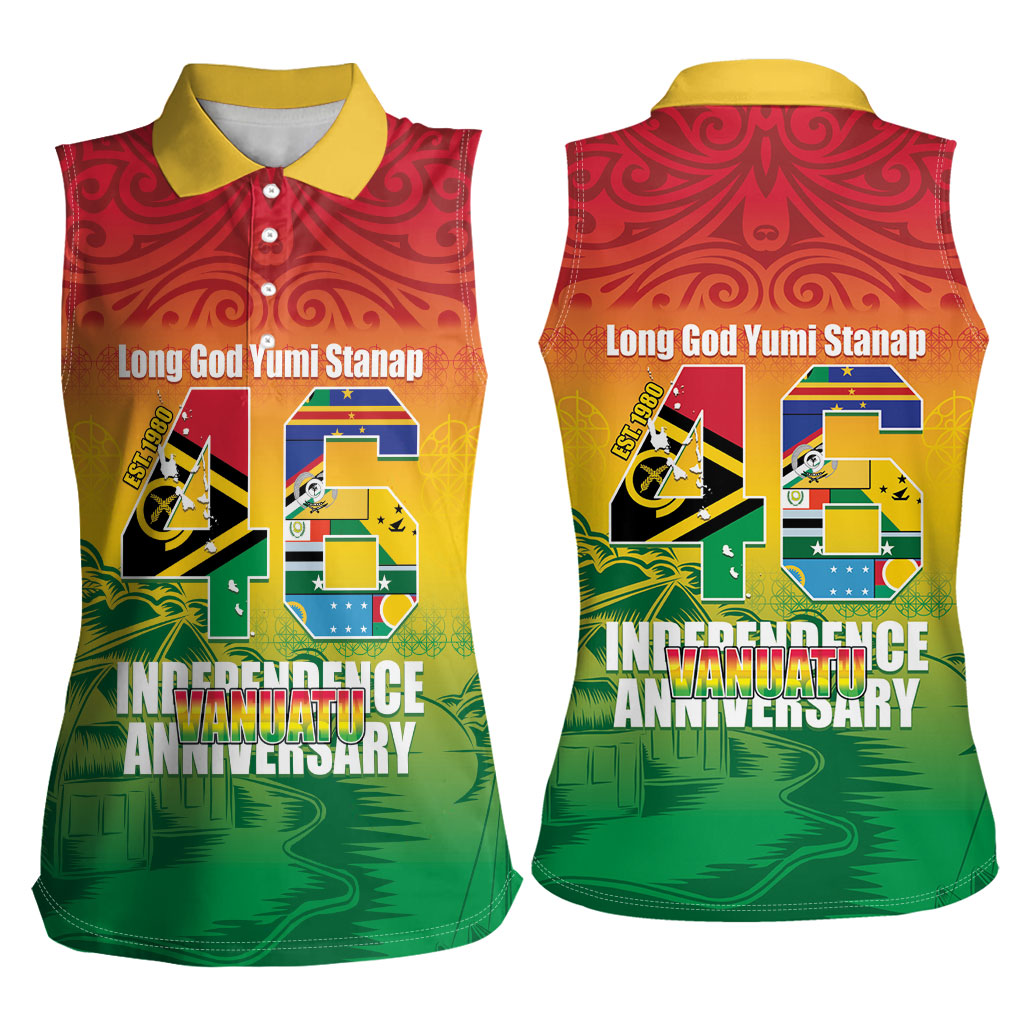 Vanuatu Indipendens Dei Women Sleeveless Polo Shirt Yumi 46th Independence Anniversary