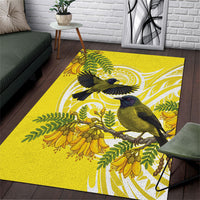 Bellbird New Zealand Area Rug Korimako Kowhai Maori Pattern