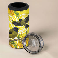 Bellbird New Zealand 4 in 1 Can Cooler Tumbler Korimako Kowhai Maori Pattern