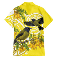 Bellbird New Zealand Family Matching Tank Maxi Dress and Hawaiian Shirt Korimako Kowhai Maori Pattern LT14 - Polynesian Pride