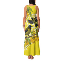 Bellbird New Zealand Family Matching Tank Maxi Dress and Hawaiian Shirt Korimako Kowhai Maori Pattern LT14 - Polynesian Pride