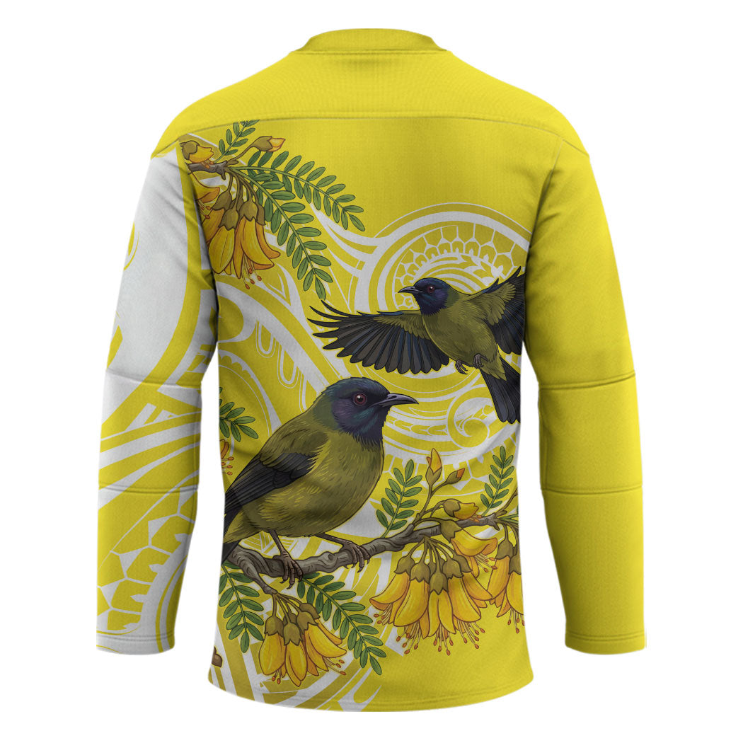 Bellbird New Zealand Hockey Jersey Korimako Kowhai Maori Pattern