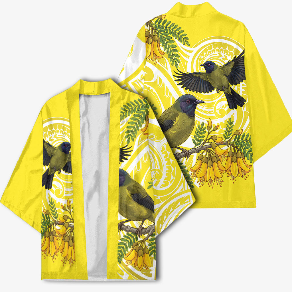 Bellbird New Zealand Kimono Korimako Kowhai Maori Pattern