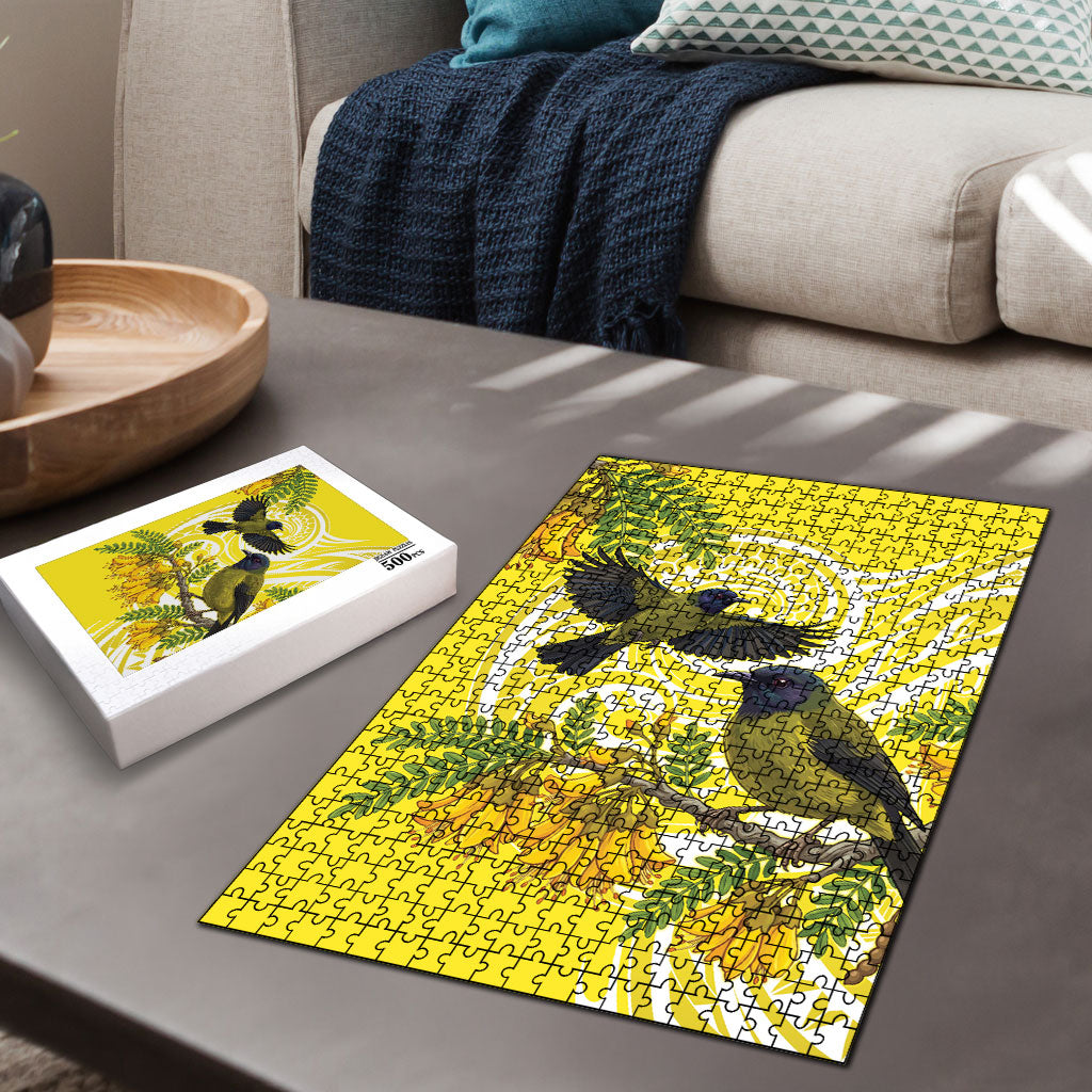 Bellbird New Zealand Puzzle Korimako Kowhai Maori Pattern