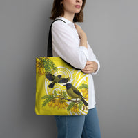 Bellbird New Zealand Tote Bag Korimako Kowhai Maori Pattern