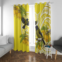 Bellbird New Zealand Window Curtain Korimako Kowhai Maori Pattern