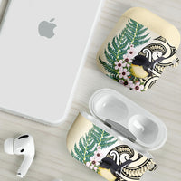 Endemic Tomtit New Zealand AirPods Case Miromiro Manuka Silver Fern Maori Pattern