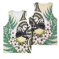 Endemic Tomtit New Zealand Basketball Jersey Miromiro Manuka Silver Fern Maori Pattern