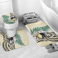 Endemic Tomtit New Zealand Bathroom Set Miromiro Manuka Silver Fern Maori Pattern