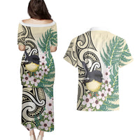 Endemic Tomtit New Zealand Couples Matching Puletasi and Hawaiian Shirt Miromiro Manuka Silver Fern Maori Pattern