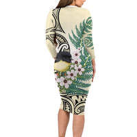 Endemic Tomtit New Zealand Family Matching Long Sleeve Bodycon Dress and Hawaiian Shirt Miromiro Manuka Silver Fern Maori Pattern LT14 - Polynesian Pride