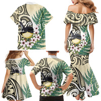 Endemic Tomtit New Zealand Family Matching Mermaid Dress and Hawaiian Shirt Miromiro Manuka Silver Fern Maori Pattern LT14 - Polynesian Pride