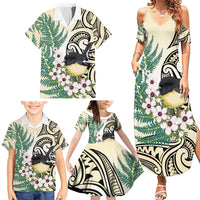 Endemic Tomtit New Zealand Family Matching Summer Maxi Dress and Hawaiian Shirt Miromiro Manuka Silver Fern Maori Pattern LT14 - Polynesian Pride