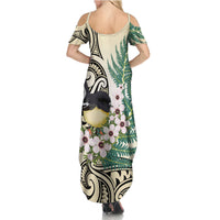 Endemic Tomtit New Zealand Family Matching Summer Maxi Dress and Hawaiian Shirt Miromiro Manuka Silver Fern Maori Pattern LT14 - Polynesian Pride