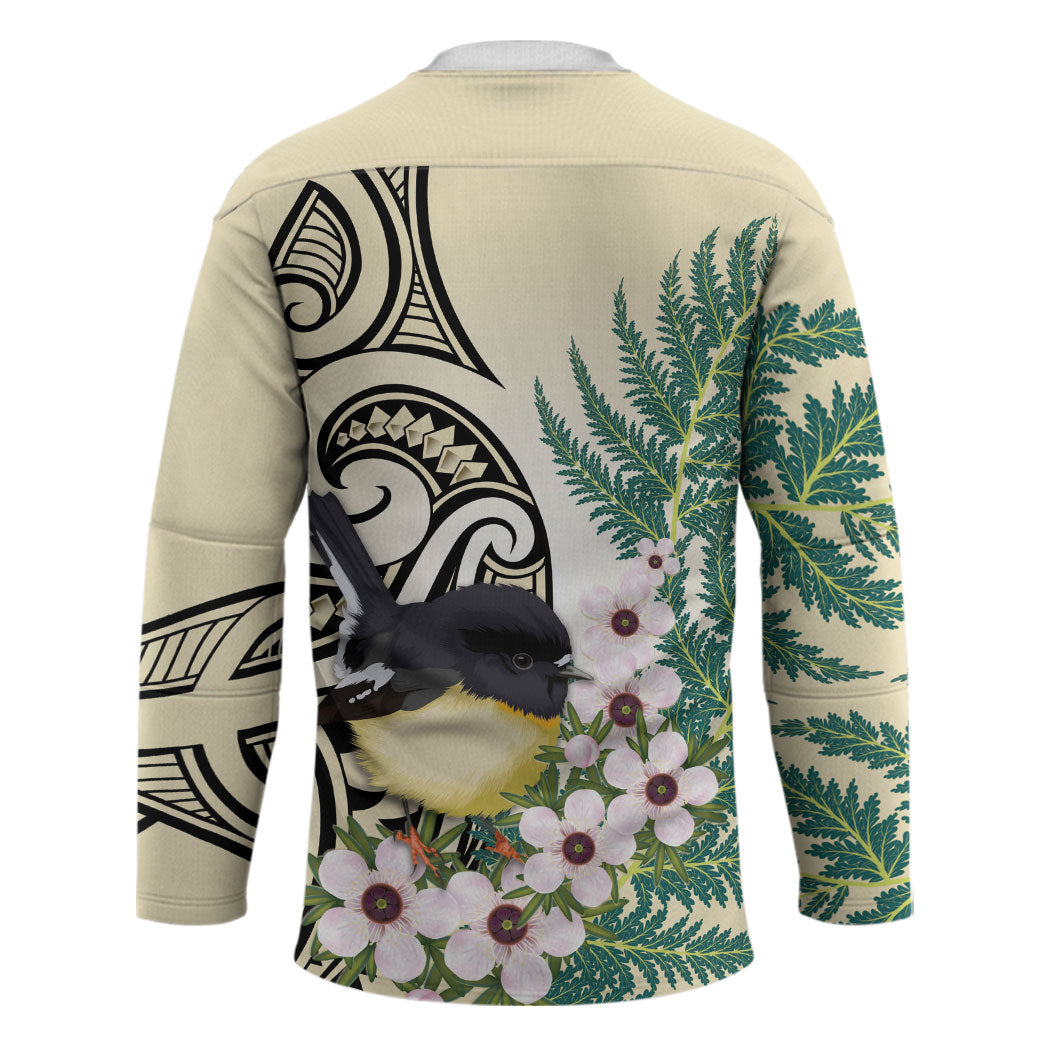 Endemic Tomtit New Zealand Hockey Jersey Miromiro Manuka Silver Fern Maori Pattern