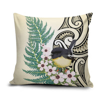 Endemic Tomtit New Zealand Pillow Cover Miromiro Manuka Silver Fern Maori Pattern