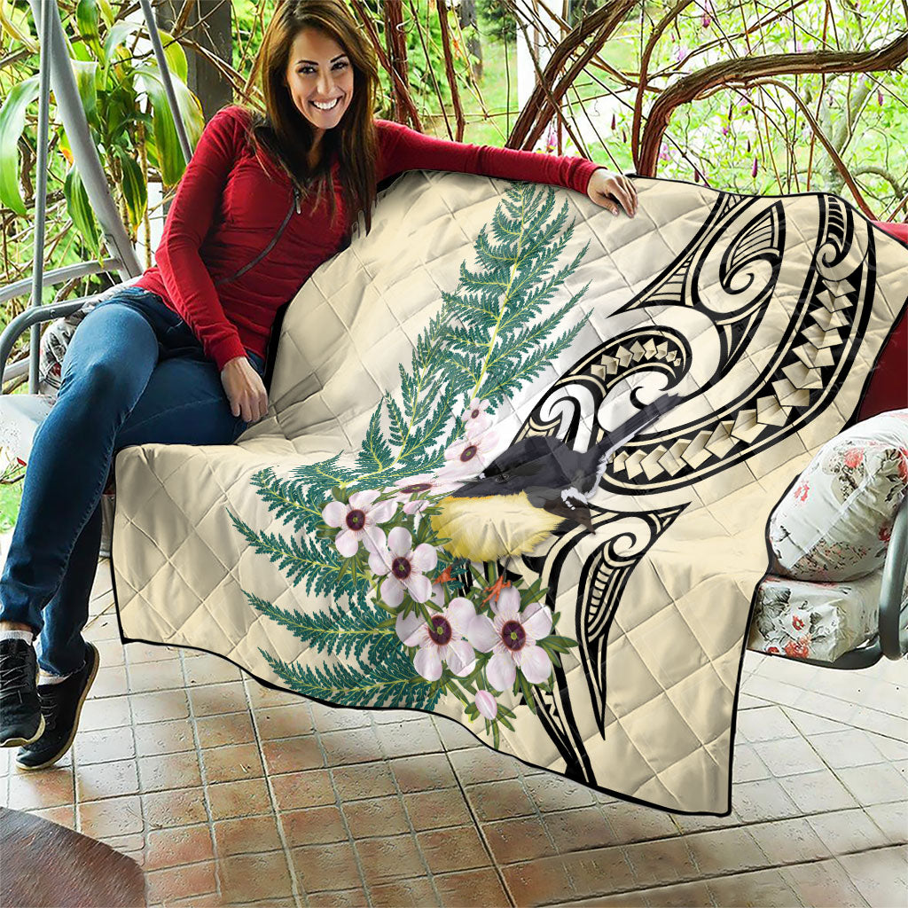 Endemic Tomtit New Zealand Quilt Miromiro Manuka Silver Fern Maori Pattern