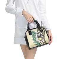 Endemic Tomtit New Zealand Shoulder Handbag Miromiro Manuka Silver Fern Maori Pattern