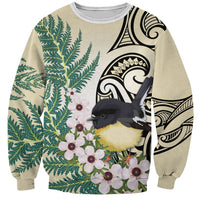 Endemic Tomtit New Zealand Sweatshirt Miromiro Manuka Silver Fern Maori Pattern