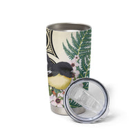Endemic Tomtit New Zealand Tumbler Cup Miromiro Manuka Silver Fern Maori Pattern