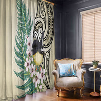 Endemic Tomtit New Zealand Window Curtain Miromiro Manuka Silver Fern Maori Pattern