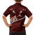 Oxblood Polynesia Family Matching Off The Shoulder Long Sleeve Dress and Hawaiian Shirt Tribal Pattern Tropical Frangipani