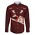 Oxblood Polynesia Family Matching Off The Shoulder Long Sleeve Dress and Hawaiian Shirt Tribal Pattern Tropical Frangipani