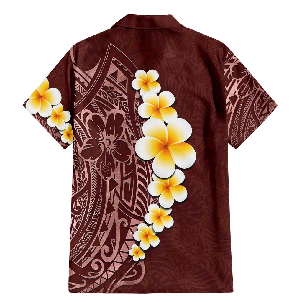 Oxblood Tropical Plumeria With Galaxy Polynesian Art Family Matching Mermaid Dress and Hawaiian Shirt