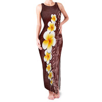 Oxblood Tropical Plumeria With Galaxy Polynesian Art Family Matching Tank Maxi Dress and Hawaiian Shirt LT14 Mom's Dress Oxblood - Polynesian Pride