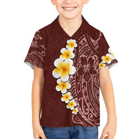 Oxblood Tropical Plumeria With Galaxy Polynesian Art Family Matching Tank Maxi Dress and Hawaiian Shirt LT14 Son's Shirt Oxblood - Polynesian Pride