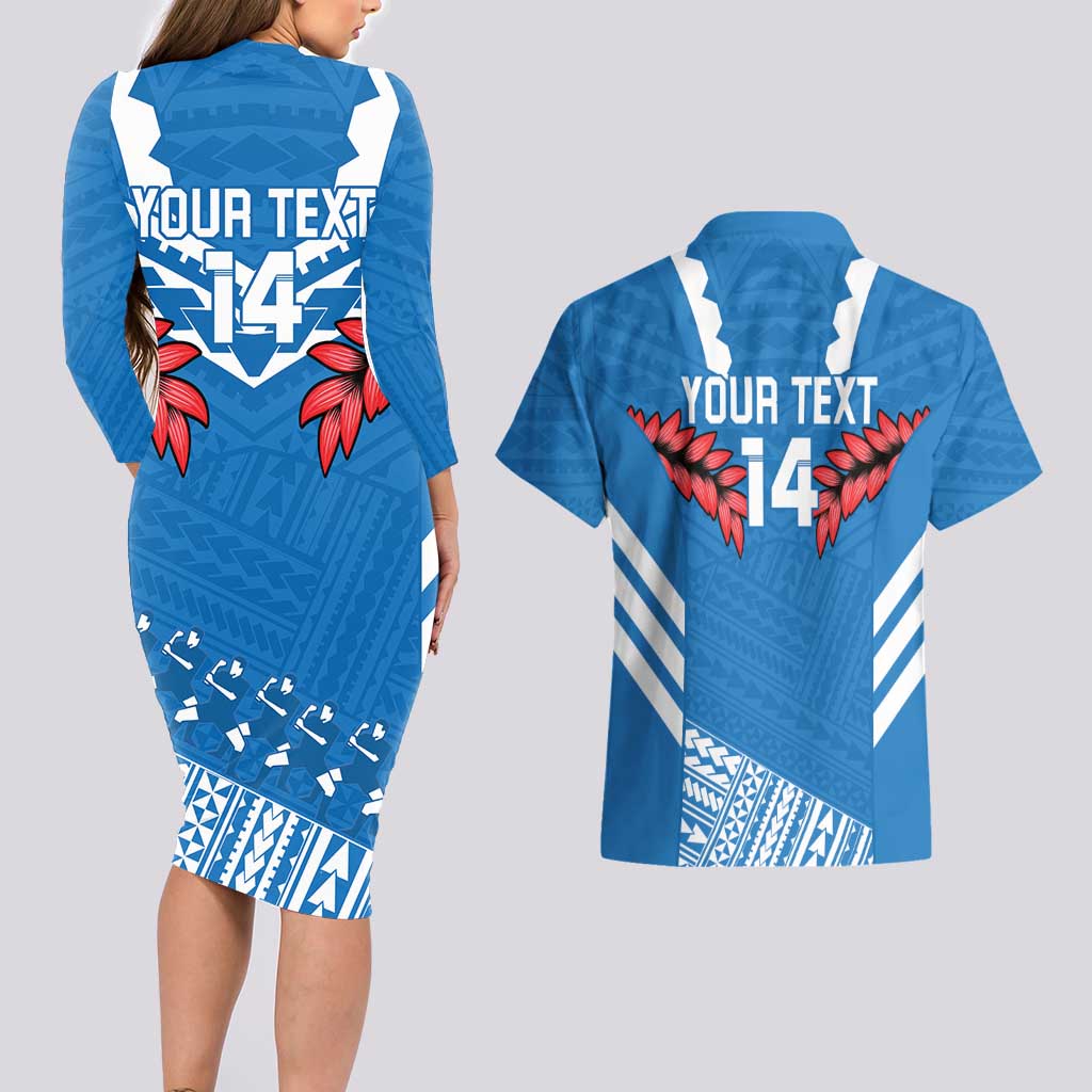 Custom Toa Samoa Rugby Couples Matching Long Sleeve Bodycon Dress and Hawaiian Shirt Samoan Siva Tau Uso Aso Uma LT14 - Polynesian Pride