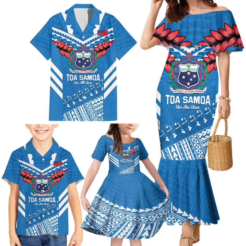Custom Toa Samoa Rugby Family Matching Mermaid Dress and Hawaiian Shirt Samoan Siva Tau Uso Aso Uma LT14 - Polynesian Pride
