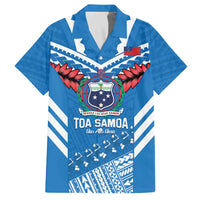 Custom Toa Samoa Rugby Family Matching Off The Shoulder Long Sleeve Dress and Hawaiian Shirt Samoan Siva Tau Uso Aso Uma LT14 Dad's Shirt - Short Sleeve Blue - Polynesian Pride