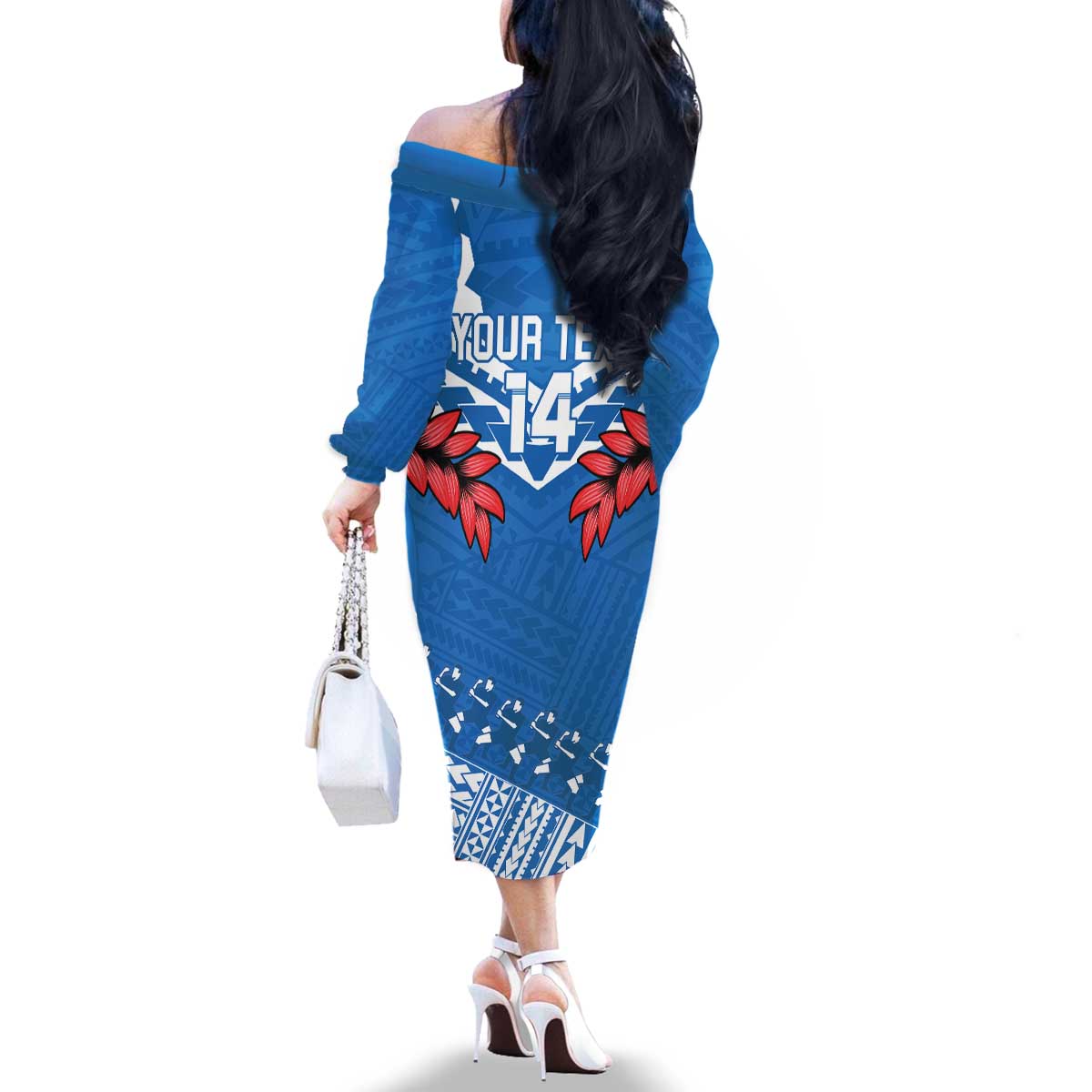 Custom Toa Samoa Rugby Family Matching Off The Shoulder Long Sleeve Dress and Hawaiian Shirt Samoan Siva Tau Uso Aso Uma LT14 - Polynesian Pride