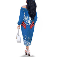 Custom Toa Samoa Rugby Family Matching Off The Shoulder Long Sleeve Dress and Hawaiian Shirt Samoan Siva Tau Uso Aso Uma LT14 - Polynesian Pride