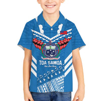 Custom Toa Samoa Rugby Family Matching Off The Shoulder Long Sleeve Dress and Hawaiian Shirt Samoan Siva Tau Uso Aso Uma LT14 Son's Shirt Blue - Polynesian Pride