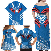 Custom Toa Samoa Rugby Family Matching Off Shoulder Maxi Dress and Hawaiian Shirt Samoan Siva Tau Uso Aso Uma LT14 - Polynesian Pride