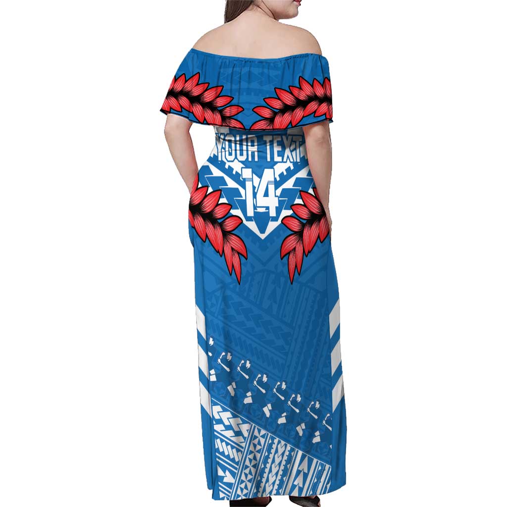 Custom Toa Samoa Rugby Family Matching Off Shoulder Maxi Dress and Hawaiian Shirt Samoan Siva Tau Uso Aso Uma LT14 - Polynesian Pride