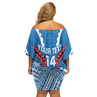 Custom Toa Samoa Rugby Family Matching Off Shoulder Short Dress and Hawaiian Shirt Samoan Siva Tau Uso Aso Uma LT14 - Polynesian Pride