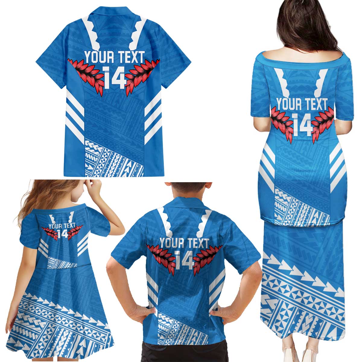 Custom Toa Samoa Rugby Family Matching Puletasi and Hawaiian Shirt Samoan Siva Tau Uso Aso Uma LT14 - Polynesian Pride